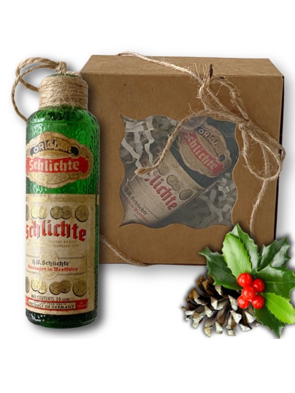 Schlichte Steinhäger Gin Artisan Vintage Glass Miniature Bottle Ornament